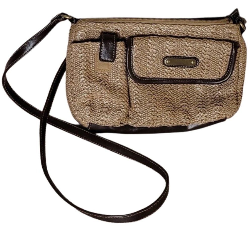 Tan Straw Knit Shoulder/Crossbody Purse